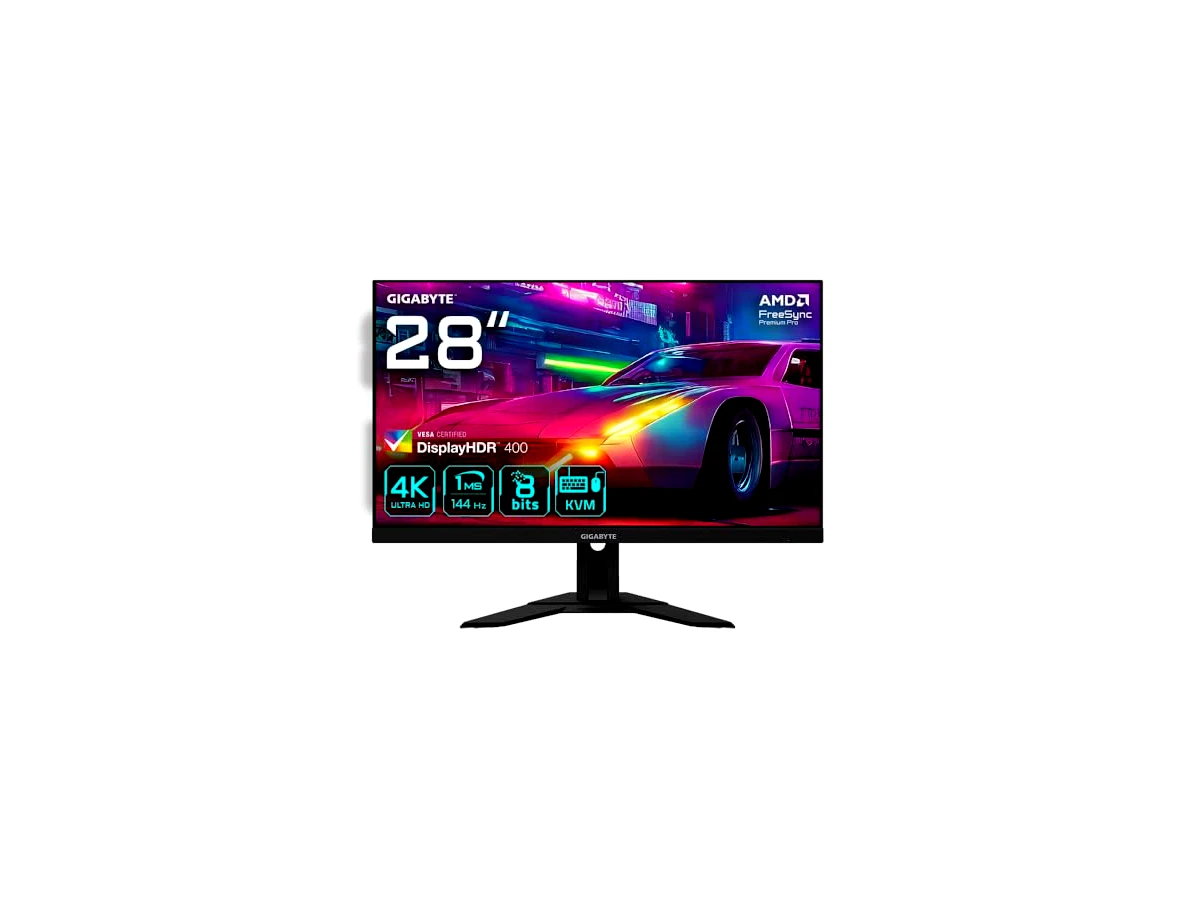 GIGABYTE Monitor de jogos M28U 28 polegadas 4K UHD - 3840 x 2160, 144Hz, 1ms, 300 cd/m², FreeSync Premium Pro, Display HDR400, HDMI 2.1, Displayport 1.4