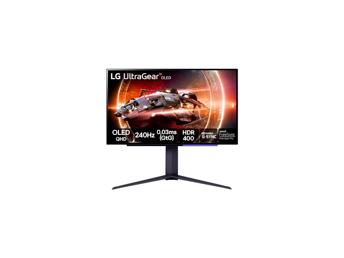 Monitor Gamer LG UltraGear OLED – Tela OLED 27”, 2K QHD, HDR400 True black, 1.5M:1, 240Hz, 0,03ms (GtG), NVIDIA® G-SYNC®, AMD FreeSync™ Premium Pro – 27GS95QE-B