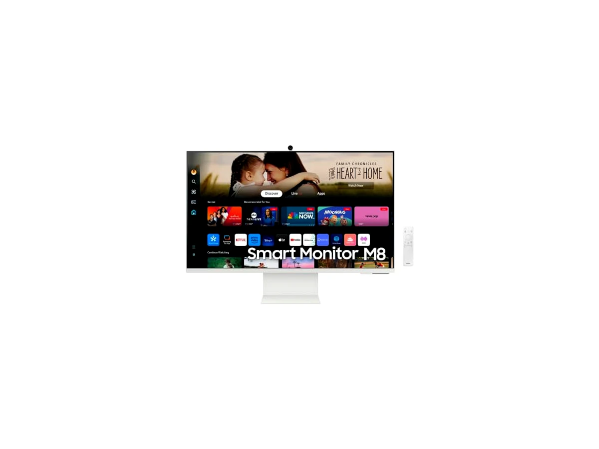 Smart Monitor Samsung M8 32", UHD, Plataforma Tizen™, Tap View, USB-c (65W), USB Hub, HDMI, Bluetooth, ajuste de altura, Alexa, Branco, 2024.