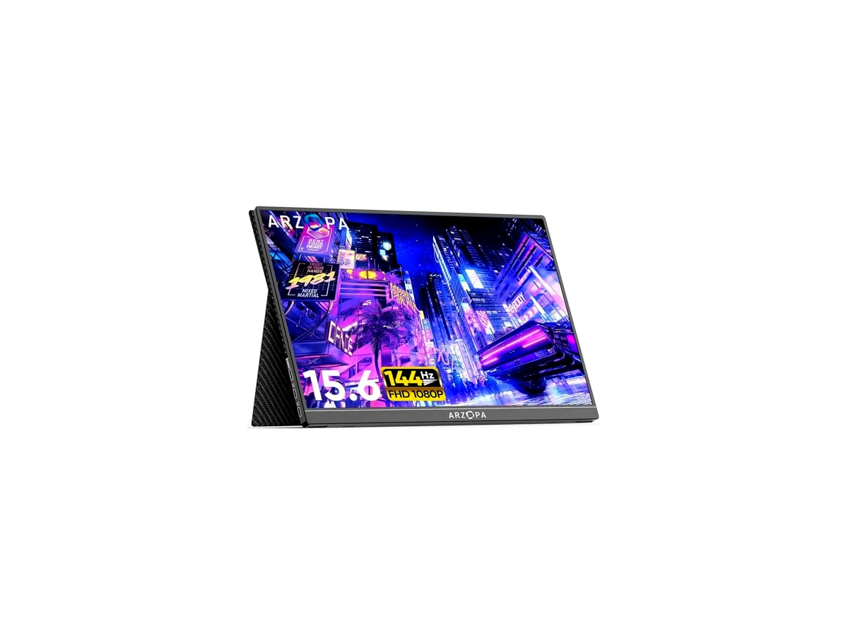 ARZOPA 15.6 '' 144Hz Monitor de jogos portátil, 1080P FHD Monitor portátil com HDR, ultra fino, cuidados oculares, segunda tela externa para laptop, PC-G1 Game