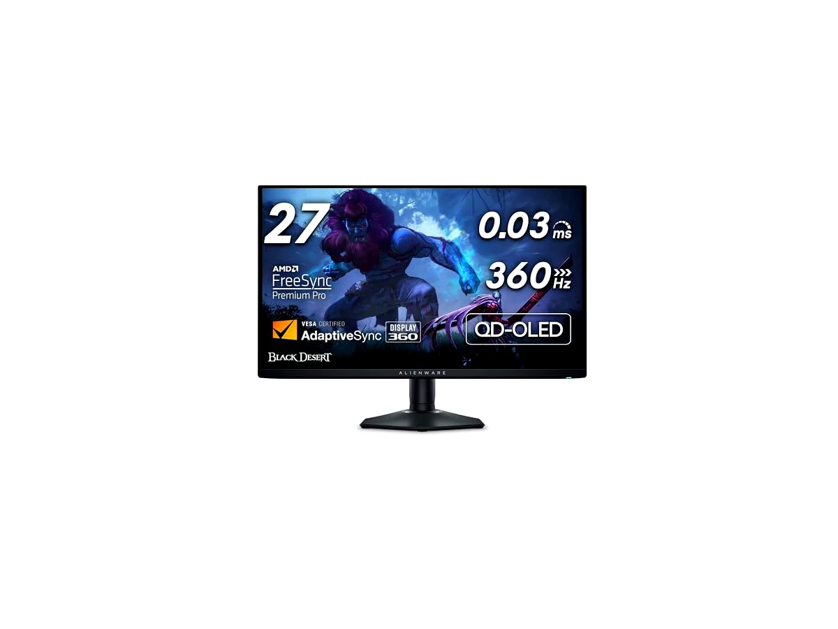 Alienware Monitor de jogos AW2725DF OLED - Tela Quantom-Dot WQHD (2560 x 1440) 360Hz 0,03 Ms, AMD FreeSync Premium Pro, HDMI/DP/USB 3.2 Gen1, ajuste de altura/inclinação/rotação/pivô - Preto