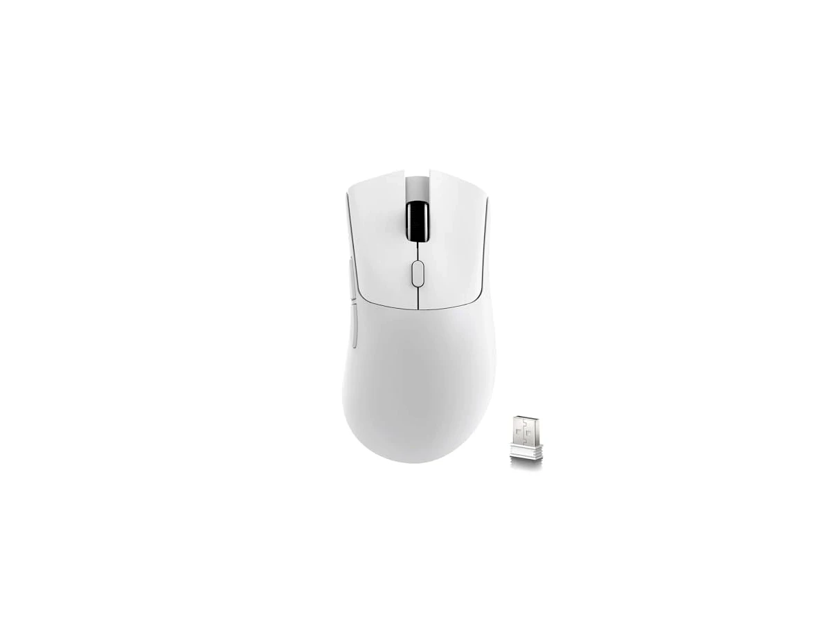 ATTACK SHARK Mouse para jogos sem fio R1, conexão de três modos (2,4G/com fio/BT5.2), 55 g leve, sensor óptico DPI 18K, HUYU 20 milhões de vida útil das chaves, design ergonômico, para
