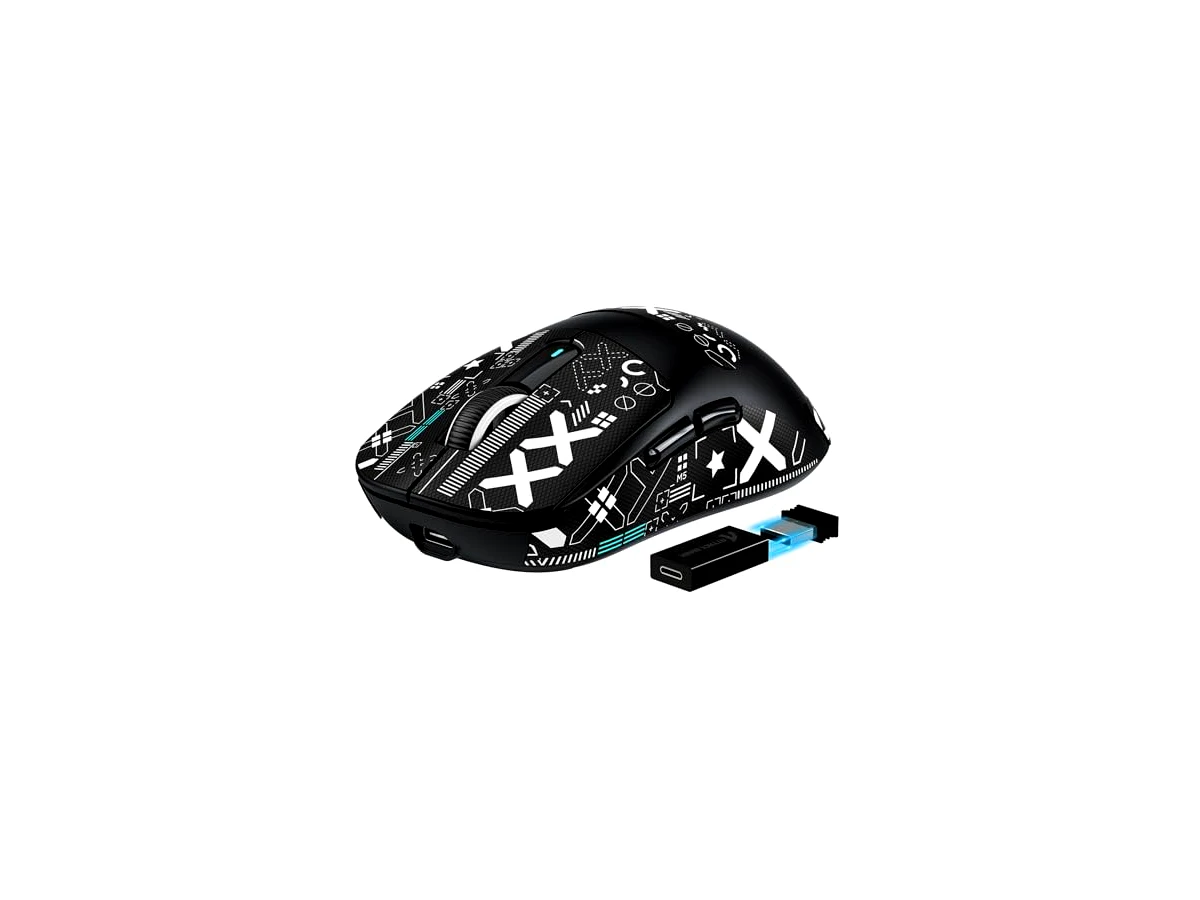 ATTACK SHARK Mouse para jogos X3PRO 4K/8K leve sem fio com três modos (com fio/2,4 GHz/BT), sensor óptico PAW3395, DPI de 26K, switch Kailh GM8.0, bateria longa, 7 botões para PC/laptop/Win/Mac (preto