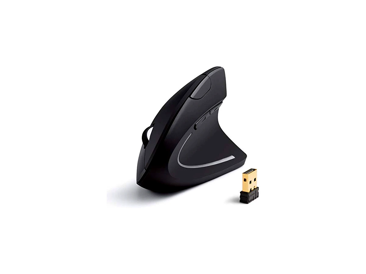 Anker Mouse óptico ergonômico vertical 2.4G, 800/1200/1600 DPI, 5 botões para laptop, desktop, PC, MacBook – Preto