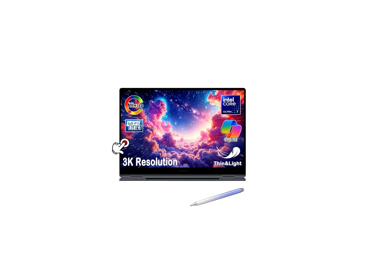 Samsung Notebook Galaxy Book4 Pro 360 2 em 1, tela sensível ao toque AMOLED 3K de 16 polegadas, Intel Core Ultra 7 155H, 120Hz, bateria 21H, alimentação IA com copiloto, com caneta (16 GB de RAM | SSD