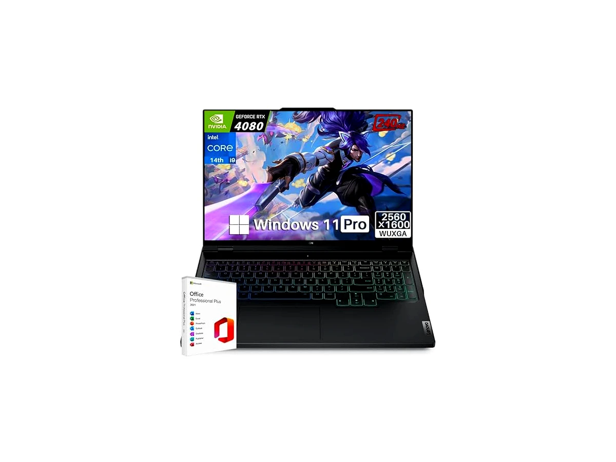 Lenovo Laptop para jogos Legion Pro 7i Gen 9 com licença vitalícia do Microsoft Office, Intel i9-14900HX, GeForce RTX 4080 12 GB, IPS QHD+ 500 nits 240 Hz, 64 GB DDR5 RAM, SSD de 2 TB, Windows 11 Pro