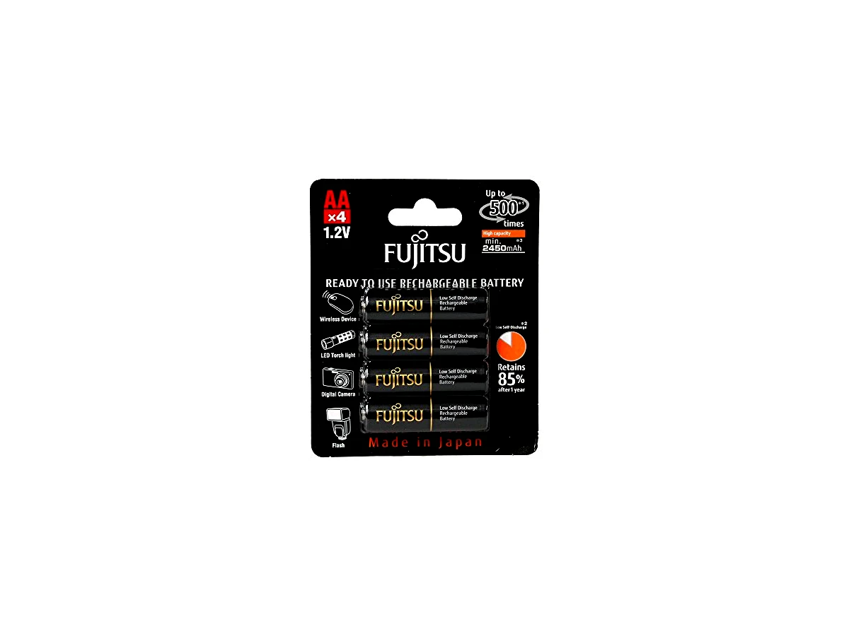 4 Pilhas AA Recarregáveis 500x da Fujitsu Premium (= Eneloop Pro) com 2550 mAh