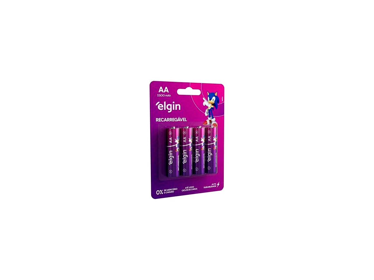 Pilha recarregável AA 2500Mah Elgin com 4 unidades Comum