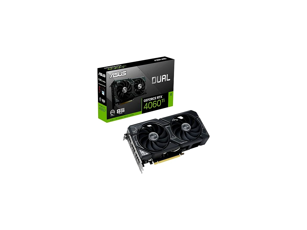 ASUS Dual GeForce RTX 4060 Ti OC Edition 8GB GDDR6 (PCIe 4.0, 8GB GDDR6, DLSS 3, HDMI 2.1, DisplayPort 1.4a, design de 2.5 compartimentos, design de ventilador de tecnologia axial, tecnologia 0dB e