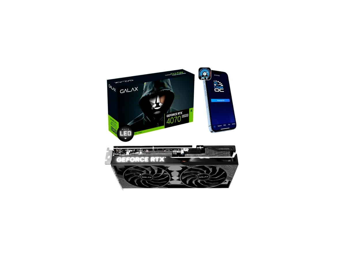 Galax, Placa de Vídeo 4070 SUPER 1-Click OC 2X GALAX GeForce, 12 GB GDDR6X, DLSS 3, Ray Tracing - 47SOM7MD9PSU