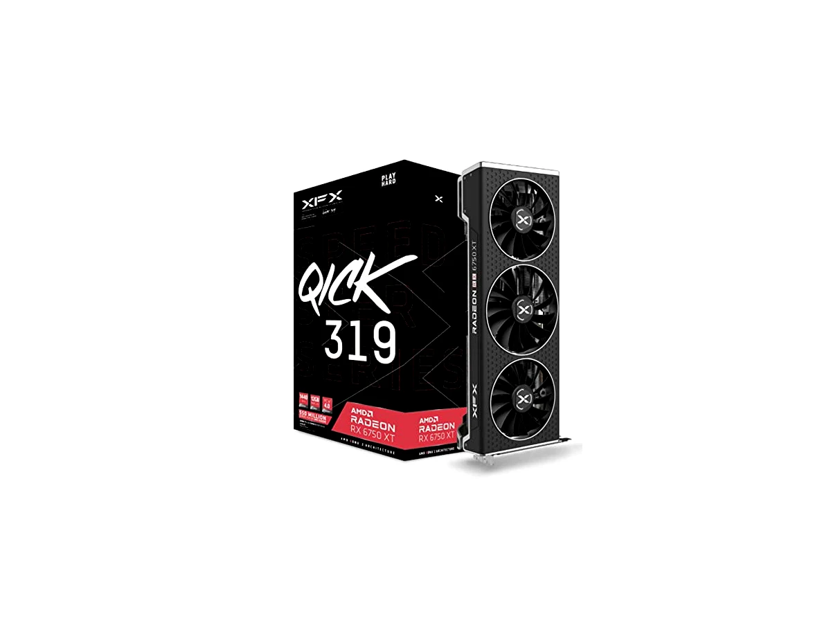 XFX Placa gráfica para jogos Speedster QICK319 Radeon RX 6750XT CORE com 12 GB GDDR6 HDMI 3xDP, AMD RDNA 2 RX-675XYJFDP