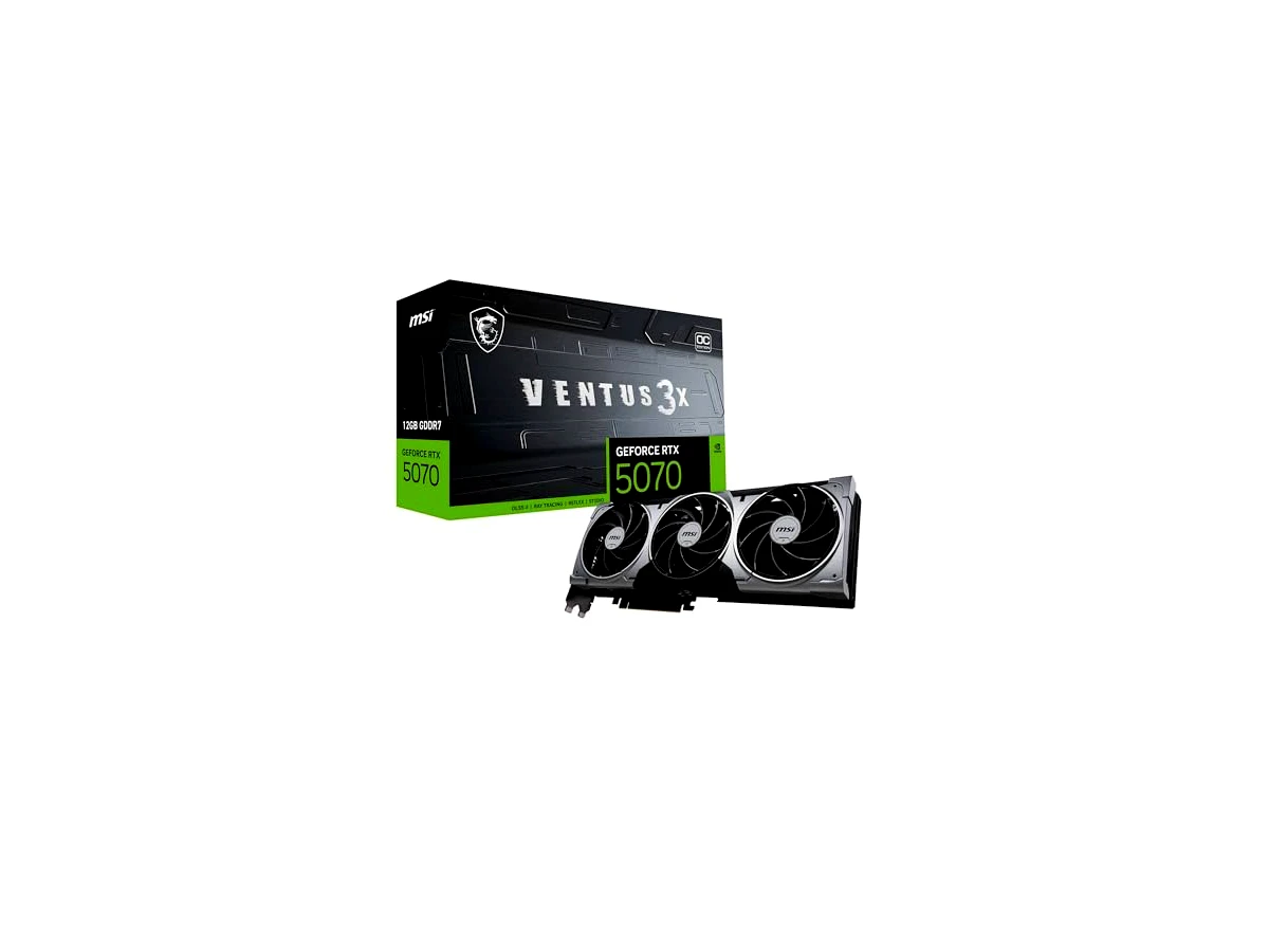 MSI Placa gráfica GeForce RTX 5070 12G VENTUS 3X OC - GPU RTX 5070, 12 GB GDDR7 (28 Gbps/192 bits), PCIe 5.0 - Design térmico de ventilador triplo (3 x TORX FAN 5.0) - HDMI 2.1b, DisplayPort 2.1b