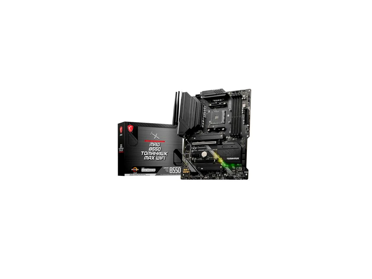 MSI MAG B550 Tomahawk MAX WiFi Gaming Placa-mãe (AMD AM4, DDR4, PCIe 4.0, SATA 6Gb/s, M.2, USB 3.2 Geração 2, HDMI/DP, ATX, Wi-Fi 6E, processadores AMD Ryzen série 5000), Modelo: 9B13-144-540