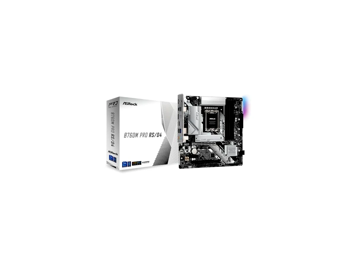 ASRock Placa-mãe B760M Pro RS/D4, compatível com CPU Intel de 12ª e 13ª geração (LGA1700), chipset B760, placa-mãe DDR4 Micro ATX