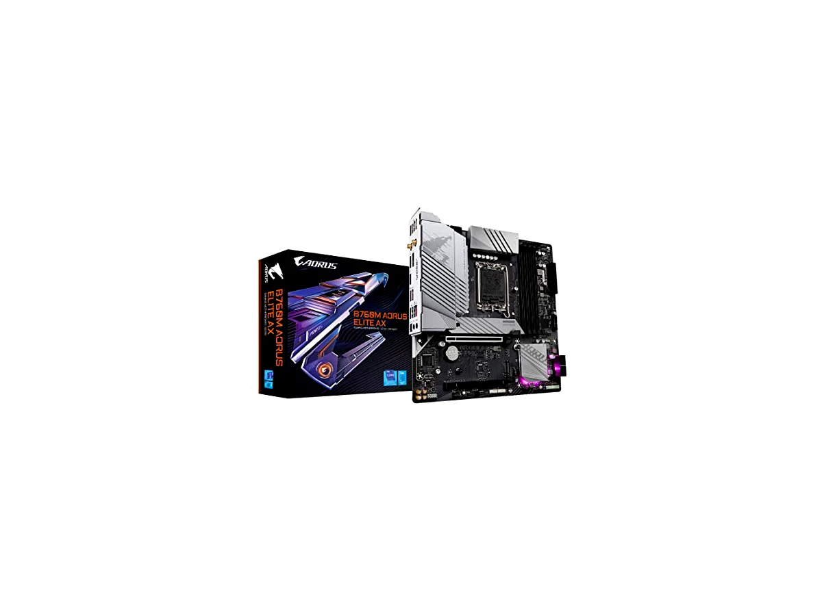 Placa Mãe Gigabyte B760M AORUS ELITE AX WIFI PRETO/BRANCO (LGA 1700/4xDDR5/HDMI/DP/M.2/USB 3.2)