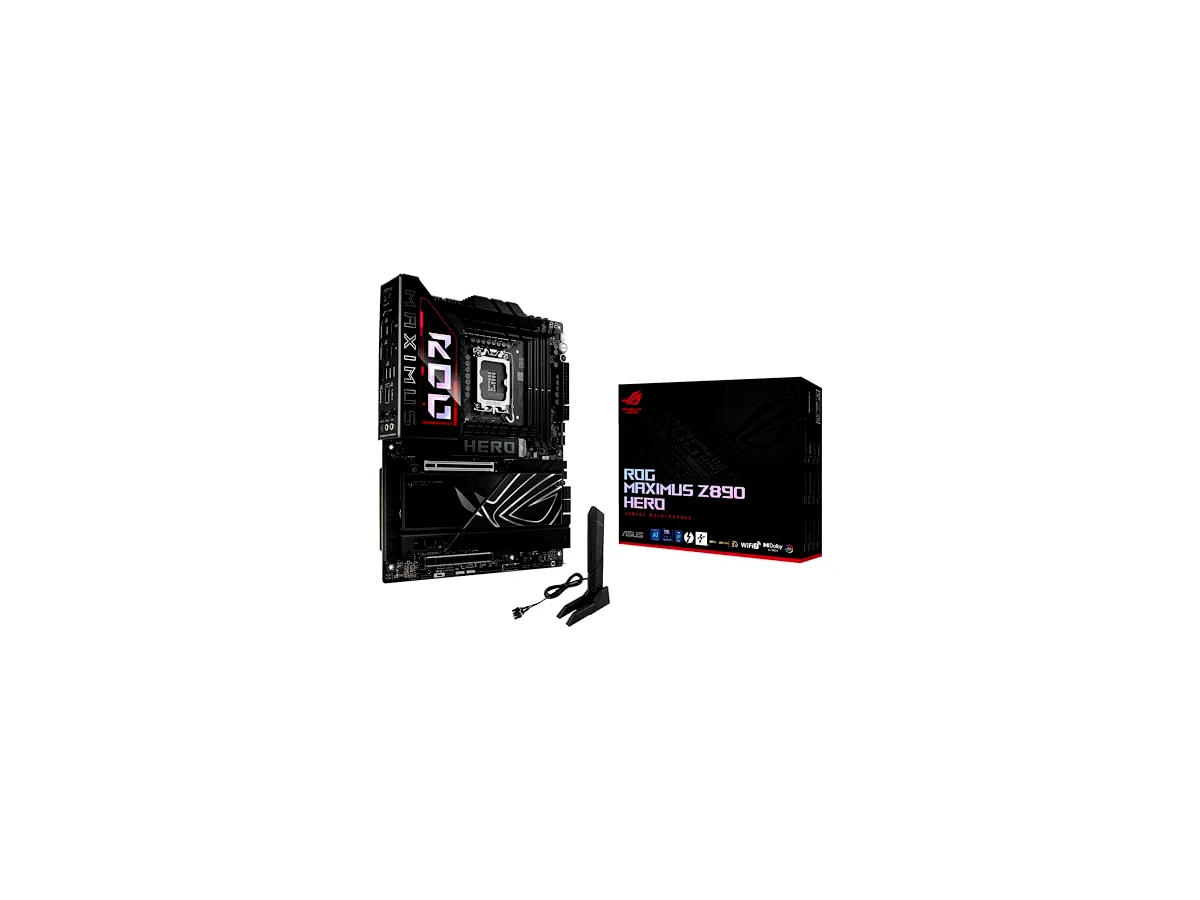ASUS Placa mãe Intel ROG Maximus Z890 Hero ATX, 22+1+2+2 estágios de energia, slots DDR5, PCIe 5.0 com suporte total para GPUs de próxima geração, seis slots M.2, WiFi 7, overclocking AI