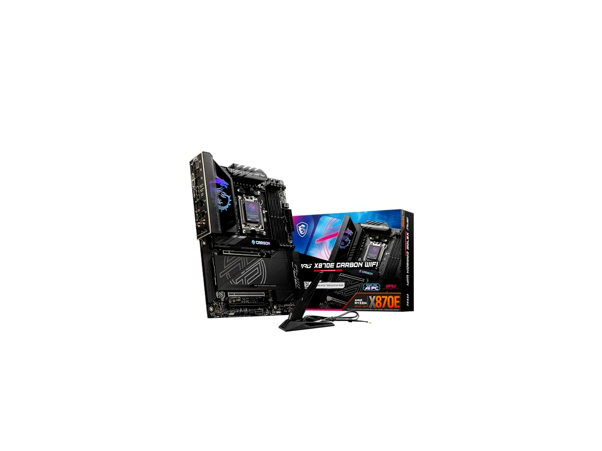 MSI Placa-mãe para jogos MPG X870E Carbon WiFi (processadores AMD Ryzen 9000/8000/7000, AM5, DDR5, PCIe 5.0, M.2 Gen5, SATA 6Gb/s, USB 40Gbps, HDMI, Wi-Fi 7, Bluetooth 5.4, LAN de 5 Gbps, ATX)