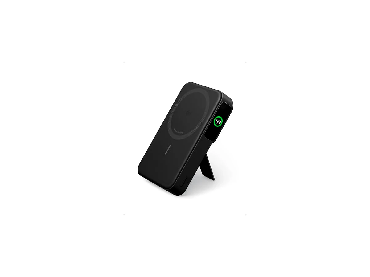 Anker MagGo Power Bank, Carregador Portátil com Certificação Qi2 de 15W, Compatível com MagSafe, 10.000mAh, Tela Inteligente e Suporte Dobrável, para iPhone 17/15/14/13/12, Inclui Cabo USB-C, Preto
