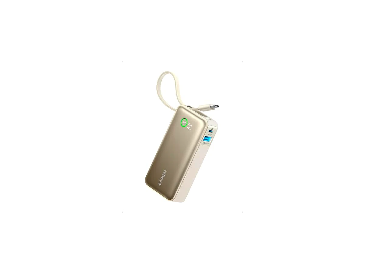 Anker Nano Power Bank, Carregador Portátil de 10.000 mAh com Cabo USB-C Integrado, Saída Máxima de 30W, para iPhone 17/16/15, Samsung, Xiaomi, MacBook, AirPods e Mais, Branco
