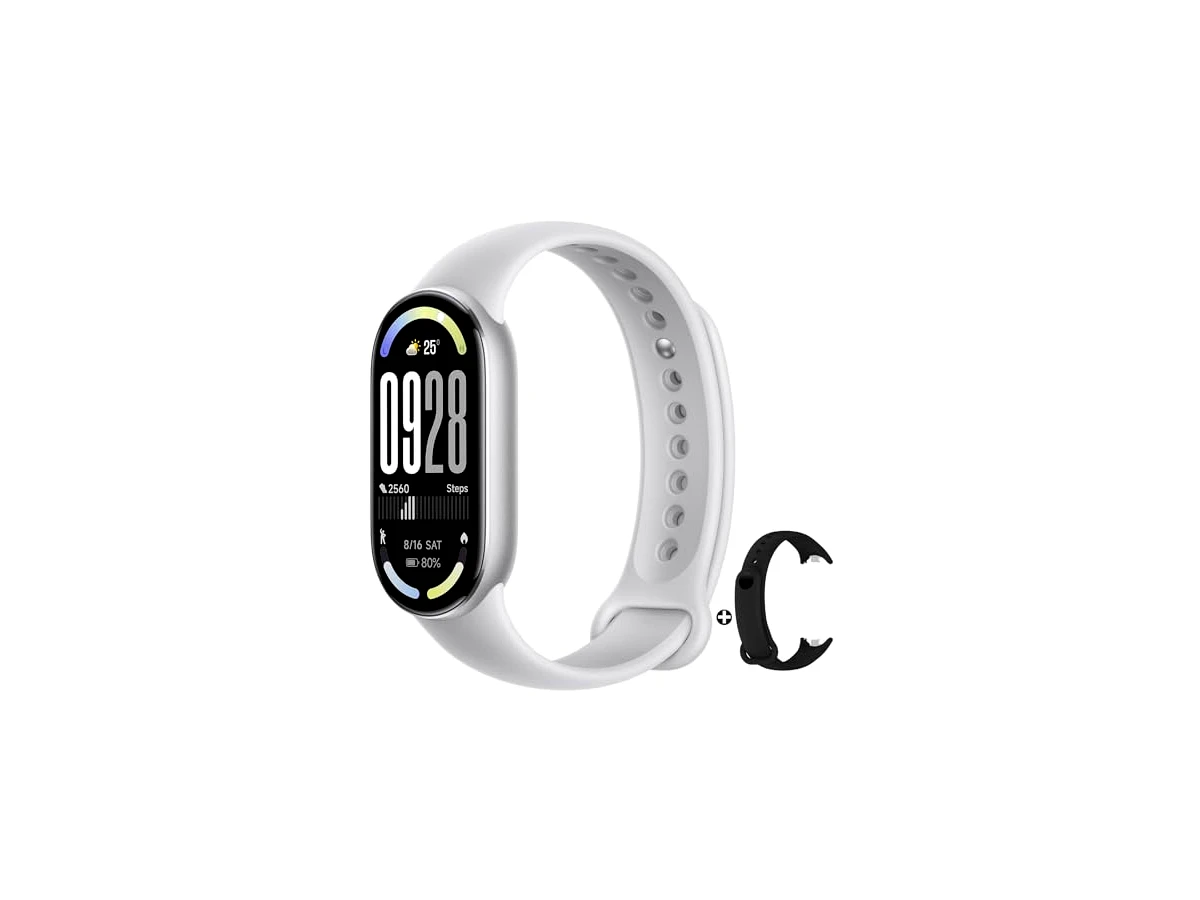 Xiaomi Smart Band 10 - Pulseira inteligente, autonomia de até 21 dias, tela AMOLED de 1,72", taxa de atualização de 60 Hz, 5 ATM, sensor de frequência cardíaca, app Mi Fitness, cor prata (versão ES)