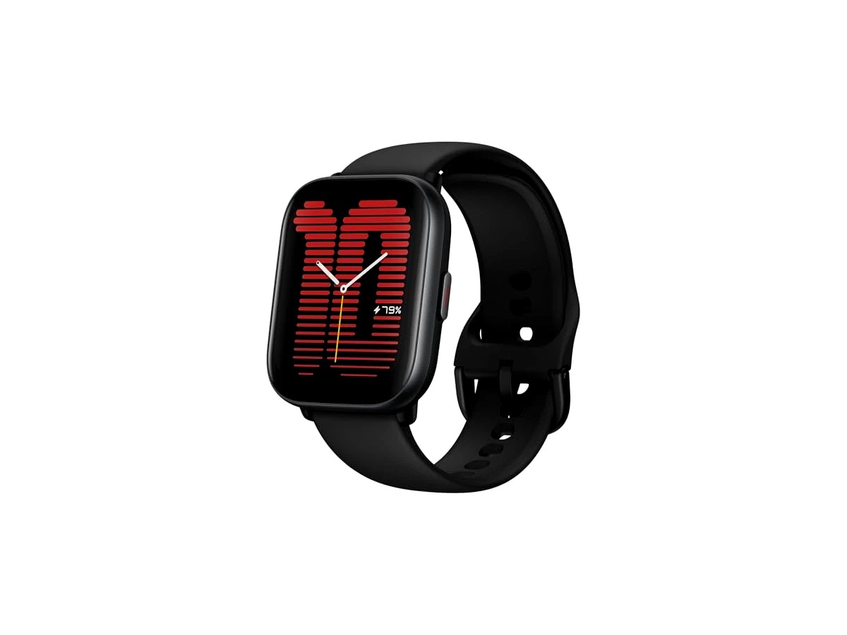 Amazfit Active Smart Watch com GPS, chamadas Bluetooth e música, bateria de 14 dias, display AMOLED de 1,75" e Alexa embutido, relógio de fitness para Android e iOS (Black)
