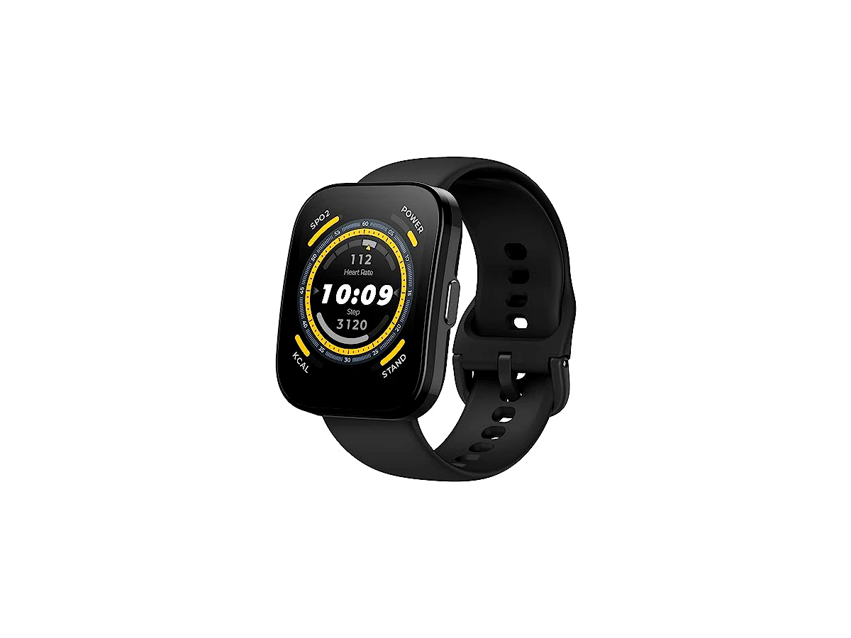 Relógio Inteligente Amazfit Bip 5 46mm A2215 GPS, Chamadas Bluetooth, Bateria de 10 dias, Tela ultra grande, Rastreamento de passos, Alexa Built-In, AI Fitness App (Black)