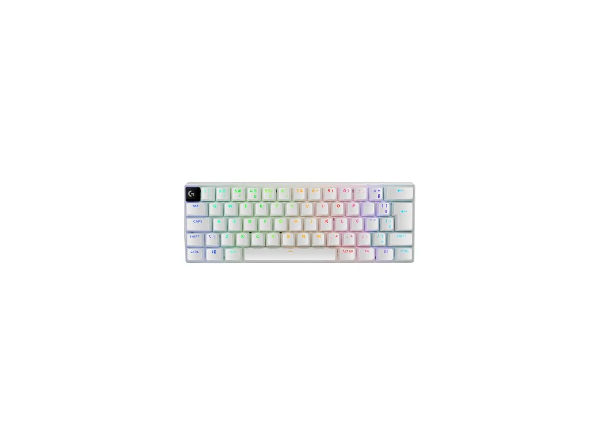 Teclado Mecânico Gamer Sem Fio Logitech G PRO X 60 LIGHTSPEED com Design Ultra Compacto TKL 60%, Switch Óptico GX Tactile, RGB LIGHTSYNC, Conexão Bluetooth ou USB, Compatível com Windows - Branco