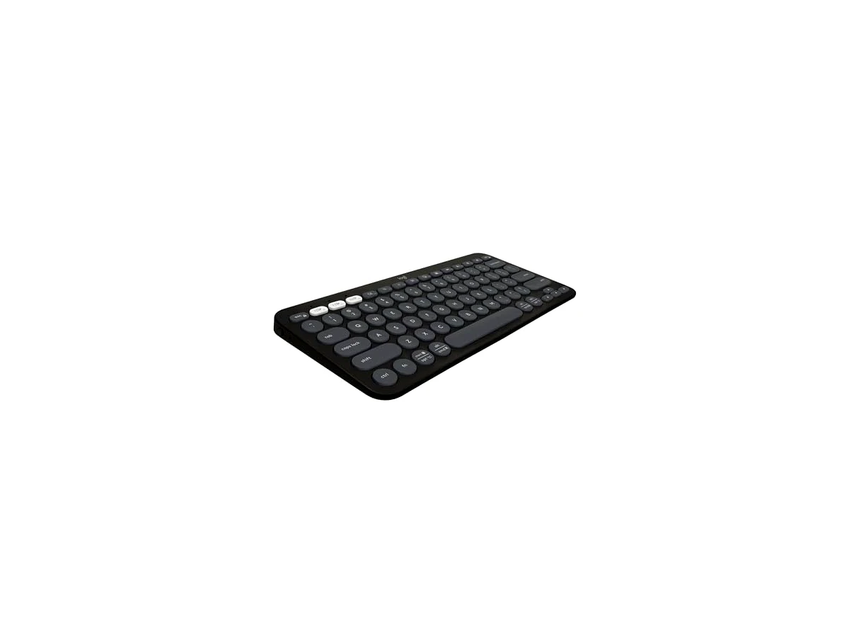 Teclado sem fio Logitech Pebble Keys 2 K380s com Conexão Bluetooth Easy-Switch e Pilha Inclusa - Compatível com PC, Mac, Chrome OS, Android, iOS e Apple TV, Layout US - Grafite