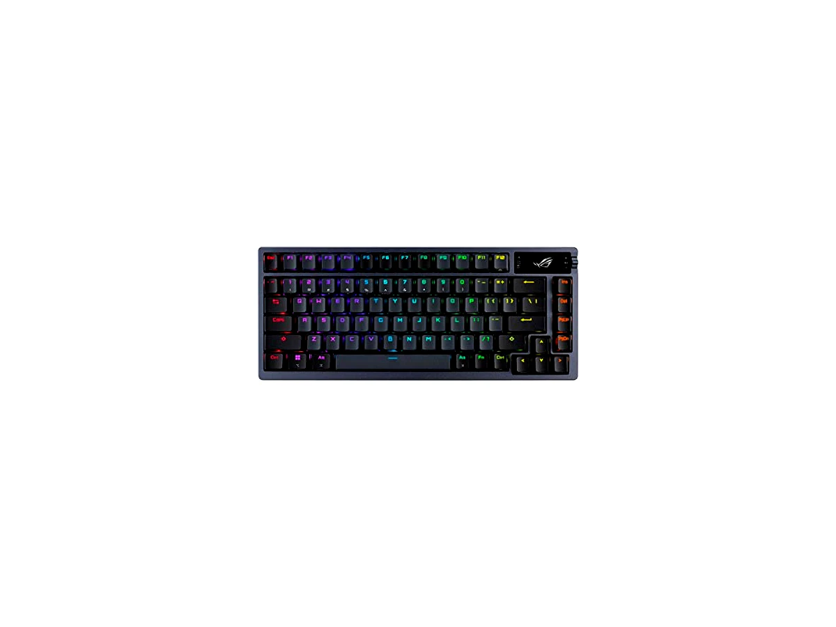 ASUS ROG Azoth 75 Teclado para jogos personalizado sem fio faça você mesmo, tela OLED, montagem em junta, vapor de três camadas, switches ROG NX vermelhos pré-lubrificados e estabilizadores de teclado