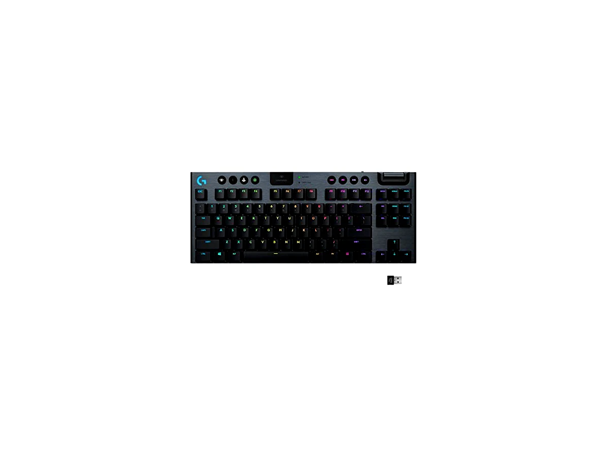 Teclado Mecânico Gamer Sem Fio Logitech G915 TKL com RGB LIGHTSYNC, USB ou Bluetooth, Controles de Mídia, Design Ultrafino, Exclusivo Switch de Perfil Baixo GL Tactile e Bateria Recarregável - Preto