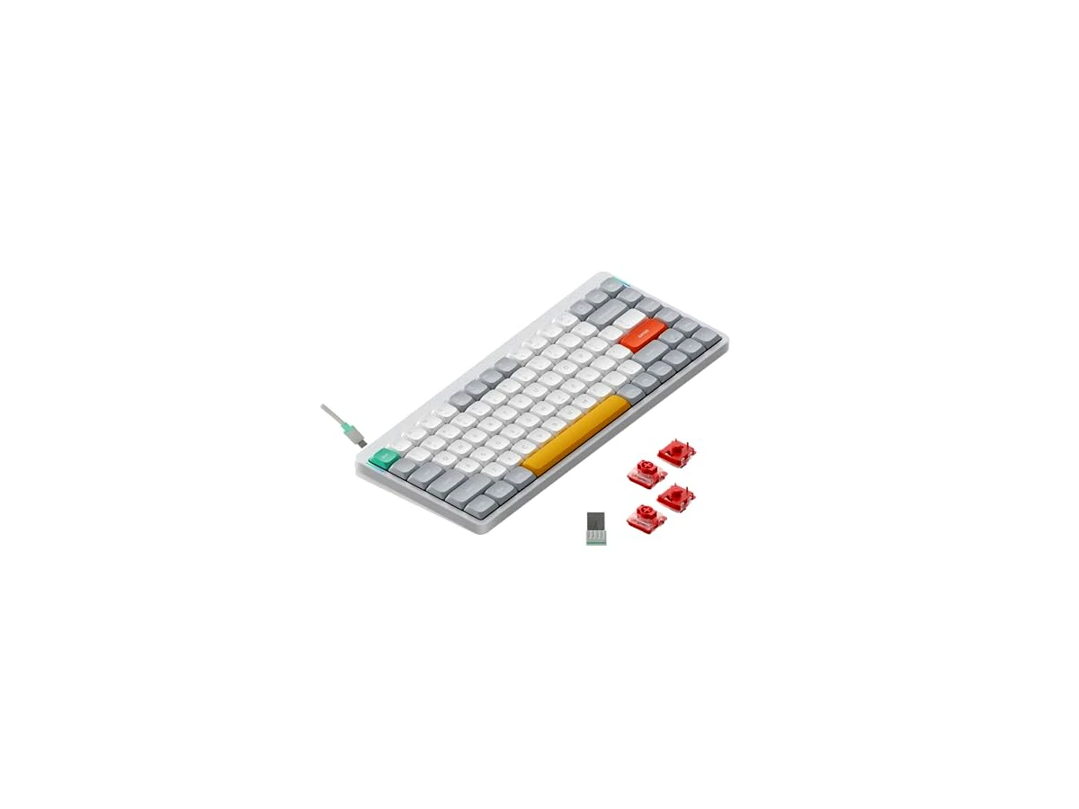 nuphy Teclado Air75 V2 portátil 75% mecânico, teclado sem fio, suporta teclados para jogos Bluetooth/2.4G/USB-C RGB, compatível com sistemas Windows/Mac OS/Linux, White-Gateron Cowberry Switch
