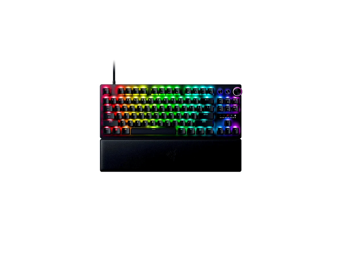 Razer Teclado para jogos Huntsman V3 Pro TKL Esports: interruptores ópticos analógicos com acionamento rápido e acionamento ajustável - teclas de mídia e mostrador - teclas PBT duplas - placa superior