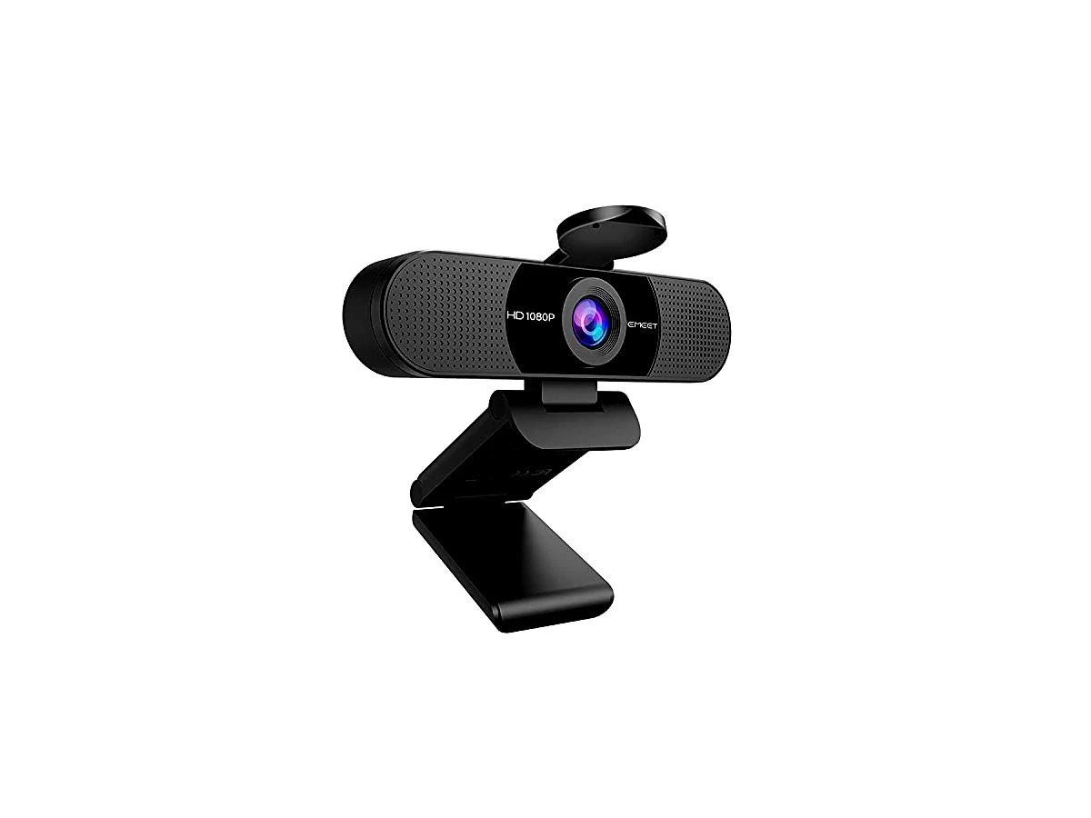 EMEET Webcam 1080p com microfone, câmera Web C960, webcam de streaming de 2 microfones, câmera de computador FOV de 90°, webcam USB Plug and Play para chamadas online/conferências,